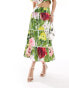 Hope & Ivy tiered maxi skirt in green floral co-ord