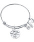 ფოტო #2 პროდუქტის Cross Message & Heart Charm Bangle Bracelet in Stainless Steel & Rose Gold-Tone with Silver Plated Charms