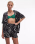 Topshop co-ord satin printed shell short in black