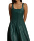 ფოტო #4 პროდუქტის Women's Seamed Faux-Leather Swing Dress