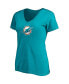 Women's Tua Tagovailoa Aqua Miami Dolphins Player Icon Name and Number V-Neck T-shirt