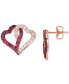 Passion Ruby (5/8 ct. t.w.) & Nude Diamond (1/2 ct. t.w.) Interlocking Heart Stud Earrings in 14k Rose Gold