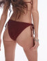 Topshop mix and match crinkle tie side bikini bottoms with rings in wine