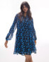 Фото #2 товара Topshop chuck on channeled button down mini dress in blue floral