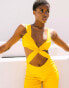 Фото #2 товара Labelrail x Eva Apio twist front jumpsuit in mustard yellow