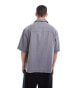 ASOS DESIGN boxy oversized revere cropped denim shirt in grey Schiefergrau, M - Chest 40 - фото #4