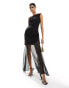 Forever New sheer contrast maxi dress in black