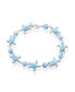 ფოტო #1 პროდუქტის Sterling Silver Alternating Oval and Turtle Larimar Bracelet