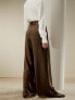 ფოტო #3 პროდუქტის High-Waisted Wide Leg Dense Silk Pants for Women