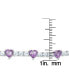 Silver Plated Brass Simulated Amethyst and Cubic Zirconia Heart Link Bracelet