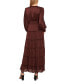 Women's Long Sleeve Plisse Ruffle Maxi Dress