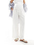 Фото #3 товара ASOS DESIGN Maternity wide leg pull on trouser with linen in white