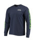 ფოტო #3 პროდუქტის Men's '47 College Navy Seattle Seahawks Franklin Long Sleeve T-shirt