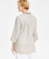 Фото #2 товара Petite 100% Linen Embellished-Neck 3/4-Sleeve Tunic, Created for Macy's