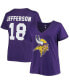 ფოტო #1 პროდუქტის Women's Plus Size Justin Jefferson Purple Minnesota Vikings Name Number V-Neck T-shirt