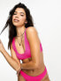 Фото #1 товара ASOS DESIGN mix and match crinkle scoop crop bikini top in pop pink