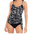 Фото #3 товара MagicSuit Swimwear Underwire Removable Cup Tankini Top, Black/White, 8 305274