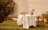 Embroidered linen blend tablecloth