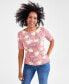 Petite Tulip Menagerie Elbow-Sleeve Knit Top, Created for Macy's