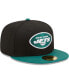 Фото #4 товара Men's Black, Green New York Jets Two-Tone Flipside 59FIFTY Fitted Hat