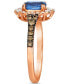 ფოტო #4 პროდუქტის Cornflower Ceylon Blue Sapphire (5/8 ct. t.w.) & Diamond (1/2 ct. t.w.) Oval Halo Ring in 14k Rose Gold