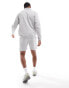 DTT half zip sweatshirt & jersey short set in light grey marl