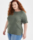 ფოტო #1 პროდუქტის Women's Boat-Neck Elbow Sleeve Cotton Top, XS-4X, Created for Macy's