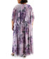 Plus Size Printed Glitter Cape-Overlay Dress