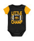 Newborn and Infant Boys and Girls Black, Gold Iowa Hawkeyes Little Champ Bodysuit Bib and Booties Set