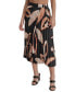 Women's Printed Pleated Crossover Pull-On Midi Skirt