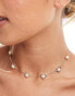 ASOS DESIGN choker necklace with faux pearl and heart detail in gold tone