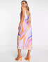 ASOS DESIGN scoop neck midi slip dress in purple marble print