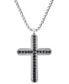 ფოტო #2 პროდუქტის Men's Silver-Tone Crystal Cross Pendant Necklace, 24"