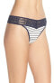 Фото #3 товара Hanky Panky 239067 Womens Stripe Original Rise Thong White/Ivory One Size