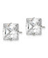 Stainless Steel Polished Square CZ Stud Earrings