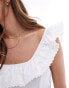 Фото #4 товара ASOS DEISGN square neck frill top in ivory