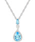 ფოტო #1 პროდუქტის Blue Topaz (2 ct. t.w.) & Diamond (1/10 ct. t.w.) 18" Lariat Necklace in Sterling Silver