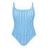 Фото #5 товара Time and Tru One Piece Swimsuit Women SZ L White Striped Square Neck Sleeveless