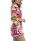 Фото #3 товара Women's Printed Ruffle-Trim Long Sleeve Romper