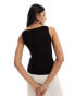 & Other Stories knitted boat neck sleeveless top in black