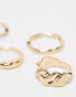 Фото #2 товара ASOS DESIGN pack of 5 rings with molten design in gold tone