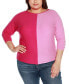 Фото #1 товара Plus Size Colorblock 3/4-Sleeve Dolman Sweater