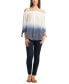 Фото #3 товара Juniors' Off-The-Shoulder Dip-Dyed 3/4-Sleeve Top
