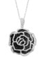 ფოტო #3 პროდუქტის EFFY® Black Diamond (1-3/8 ct. t.w.) & White Diamond (5/8 ct. t.w.) Rose Pendant Necklace in 14k White Gold, 16-3/4" + 1-1/4" extender