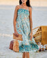 ფოტო #2 პროდუქტის Women's Teal & Blue Square Neck Boho Maxi Beach Dress