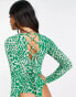 River Island strappy back body in green animal print