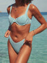4th & Reckless X Amaka Hamelijnck – Elsie – Gekräuselte Bikinihose in Kornblumenblau mit hohem Bund
