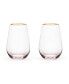 Rose Crystal Stemless Wine Glass, Set of 2
