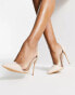 Truffle Collection Wide Fit pointed clear heeled shoes in beige