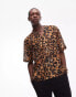 Фото #1 товара Topman short sleeve leopard print shirt in brown